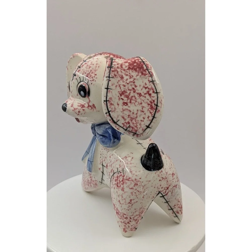 Vintage Ceramic Patchwork Puppy Pepper Shaker Japan‎ Kitschy READ